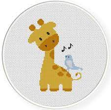 Dmc stranded cottons sorted onto cards; Giraffe And Birdie Cross Stitch Pattern Baby Cross Stitch Patterns Cross Stitch Cross Stitch Patterns