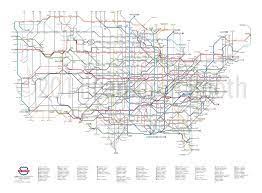 Us Routes As Subways Transit Map Subway Map Subway Map Art