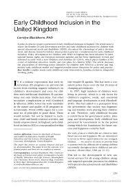 Pdf Early Childhood Inclusion In The United Kingdom