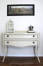 Nailhead Vanity Makeover And Annie Sloan Wax Brush Review Painted Vanity Nailhead Furniture Vanity Makeover