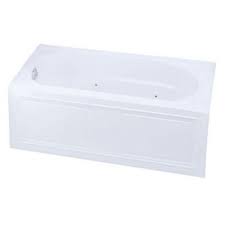 A whirlpool is a whirlpool, right? Kohler Devonshire 5 Ft Acrylic Right Drain Rectangular Alcove Whirlpool Bathtub In White Finish K 1357 Hr 0 The Home Depot Whirlpool Bathtub Kohler Devonshire Whirlpool Tub