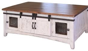67 x 43 x 17 the top has a natural reclaimed pine wood finish, each table with have. In Stock Greenview White Solid Pine Coffee Table 2 Sliding Doors Farmhouse Coffee Tables By Crafters And Weavers Houzz