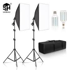 Photography Softbox Lighting Kits 50x70cm Camera Accessories Light System With 2pcs Photographic Led Bulbs For Photo Studio Photo Studio Accessories Aliexpress