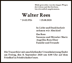 Traueranzeigen von Walter Rees