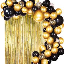 Black And Gold Party Decorations Diy Gold Balloon Garland Kit Baby Birthday Party Background Etsy In 2020 Black And Gold Balloons Birthday Party Supplies Decoration Balloon Garland