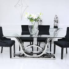 Check spelling or type a new query. Piper Dining Table With A Glass Tabletop And A Stainless Steel Base Picture Perfect Home