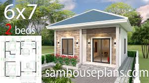Recreational and rustic cottage plans from drummondhouseplans com. Simple House Design 6x7 With 2 Bedrooms Hip Roof Samhouseplans