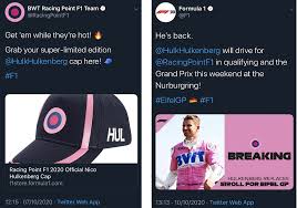Please wait while your url is generating. The Fact That Racing Point Released A Hulkenberg Hat A Few Days Before He Would Return To Them Once Again Aarava