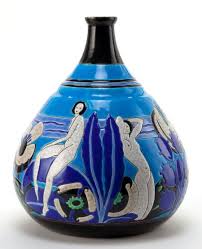 A Longwy Figural Ceramic Vase Baigneuses Longwy Pottery Longwy France Circa 1930 Pottery Art Ceramic Art Pottery