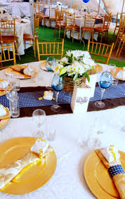 The beautiful outdoor table setting featured loose greenery. Navy Blue Traditional Wedding Decor Novocom Top