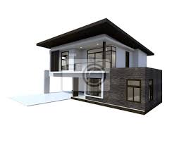 Mord nach art des hauses: Moderne Wiedergabe Der Art Des Hauses 3d Auf Weissem Hintergrund Fototapete Fototapeten Appartment Fassaden Gehause Myloview De