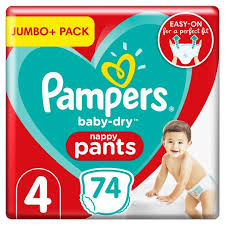 Pampers Size 4 Baby Dry Nappy Pants 74 Jumbo Pack Tesco Groceries