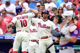 Phillies catcher Realmuto leaves after foul tip to mask | The Seattle Times