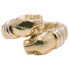 Details gold galvanised brass made in italy. Cartier Vintage Double Head Panther Ring In 18k Yellow White And Rose Gold Sz 5 For Sale At 1stdibs