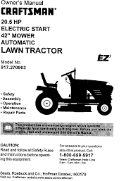Find any part in 3 clicks! Craftsman 917270963 User Manual 20 5hp 42 Automatic Lawn Tractor Manuals And Guides L0020118