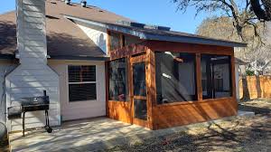 With a concrete porch, using a drill and masonry screws or a masonry nail gun will be required. Screened Porches Austin Decks Pergolas Covered Patios Porches More