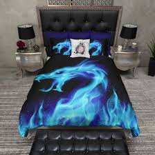 Blue Flame Dragon Duvet Bedding Sets Luxurybeddingwhite Bed Linens Luxury Bed Linen Design Dragon Bedding