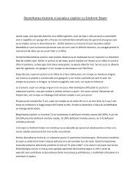 Cromozomul 21 este suplimentat in caz de sindrom down. Dezvoltarea Motorie Si Sociala A Copiilor Cu Sindrom Down