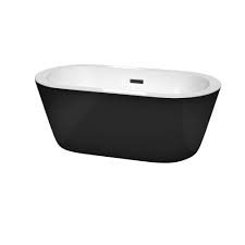It soaks to a depth of 14 inches, enough to cover every inch of it's a smaller version of freestanding tubs, one that fits most bathroom spaces. Wyndham Collection Wcobt100360bkmbtrim Mermaid 60 Inch Freestanding Bathtub In Black White With Matte Black Drain And Overflow Trim