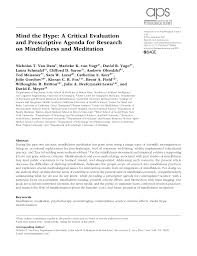 Psychology, like other sciences, is used to collect scientific information different methods. Pdf Mind The Hype A Critical Evaluation And Prescriptive Agenda For Research On Mindfulness And Meditation