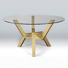 Round table with gold base. Round Glass Top Dining Table With Hammered Gold Base Awesome Decors