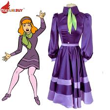 Scooby Dog Doo Daphne Blake Cosplay Costume Slim Dress With Tie Women's  Purple Skirt Halloween Party Dresses - Cosplay Costumes - AliExpress