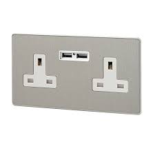 Free delivery and returns on ebay plus items for plus members. Varilight 13a Steel Effect Brushed Double Usb Socket Diy At B Q