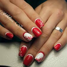 Francuski Manicure Czerwony Z Bialym
