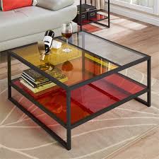 The best way to tie your room together is with a stylish coffee table. Furniture Of America Tia Contemporary Glass Top Coffee Table In Red And Yellow Ynj 16917c0