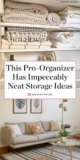 A Pro Organizer S Brooklyn Apartment Has Impeccably Neat Closets And Cabinets In 2020 Long Living Room Kitchen Furniture Storage Neat Closet