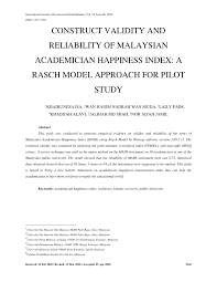 We visited the borneo market in seri kembangan or pasar borneo seri kembangan. Pdf Construct Validity And Reliability Of Malaysian Academician Happiness Index A Rasch Model Approach For Pilot Study