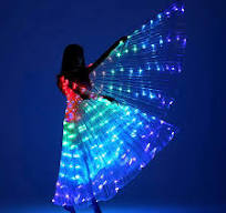 LED Light Up Butterfly Wings - Colorful Belly Dance Wings With Telescopic  Sticks For Performances