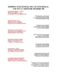 Si mañana tu suelo sagrado lo amenaza invasión. Himno Nacional De Guatemala En Chorti Docx