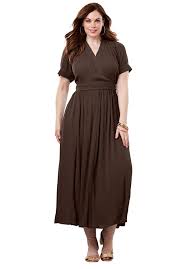 roamans womens plus size wrap maxi dress in crinkle