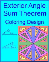 Triangles Exterior Angle Sum Theorem 1 Coloring Activity Exterior Angles Color Activities Theorems