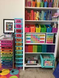 Organization Ideas For Classroom Or Home Office Decor Ideas For Rainbow Or Colorful Classroom Theme Craft Room Organization Classroom Organisation Craft Room