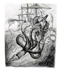 Giant Octopus Attacks Ship Coloring Page | Free Printable Coloring Pages