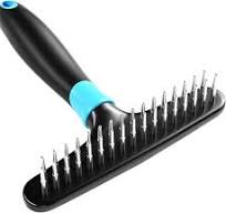 [Hot Item] Dog Rake Deshedding Dematting Brush Comb Brush for Shedding  Double Row Stainless Steel Pins