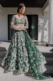 Emerald Green And Gold Lehenga Custom Indian Bridal Wear Kynah Indian Bridal Outfits Indian Bridal Dress Indian Fashion Dresses