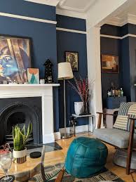 Dulux Breton Blue Paint Ikea Ekenaset Armchair 60s Vintage Coffee Table Metropolis Print And C Blue Dining Room Decor Blue Living Room Victorian Living Room