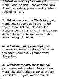 • bagian kop merupakan pembuatan patung yang hanya menggambarkan bagian kepala. Sebutkan Dan Jelaskan 3 Teknik Dalam Membuat Patung Dengan Bahan Tanah Liat Brainly Co Id