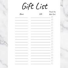 Printable Gift List Templates With Thank You Note Tracker Tons Of Thanks