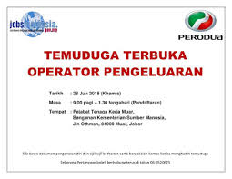 Cara memohon jawatan kosong perodua (klik di bawah). Temuduga Terbuka Perodua Perusahaan Otomobil Kedua Berhad 28 Jun 2018 Jawatan Kosong Kerajaan Swasta Terkini Malaysia 2021 2022