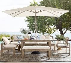 Perfect Pair Indio Extending Dining Table With Banquette And Bench Chair Potterybarn Patio Dining Set Outdoor Patio Decor Resin Patio Furniture