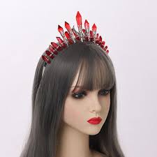 Halloween Women Crystal Crown Headband Raw Quartz Tiara Moon Goddess  Headpiece