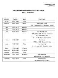 Tarikh pembayaran gaji bulanan penjawat awam bagi tahun 2021 masih tertakluk kepada pindaan semasa oleh jabatan akauntan negara malaysia (anm). Jadual Gaji Penjawat Awam 2021
