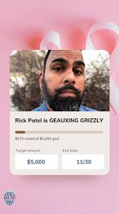 Hi everyone! My name is Rick Patel and I'm honored to be one of eight men  GEAUXING GRIZZLY, presented by GMFS Mortgage, in November. The guy who  raises the most money for