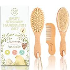 This round brush from ibiza features a comfortable cork handle and is great for anyone who wants smooth hair or soft waves. Baby Hair Brush And Comb Set For Newborns Soft Goat Bristles For Cradle Cap Perfect Scalp Care For Kids Baby Registry Gift Amazon De Baby