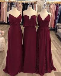 Burgundy Mismatched Cheap Chiffon Long Wedding Party Bridesmaid Dresses Wg130 Cheap Bridesmaid Dresses Unique Bridesmaid Dresses Long Bridesmaid Dresses
