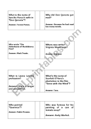 Perfect for english class or pub . English Worksheets Trivia Questions Art And Literature